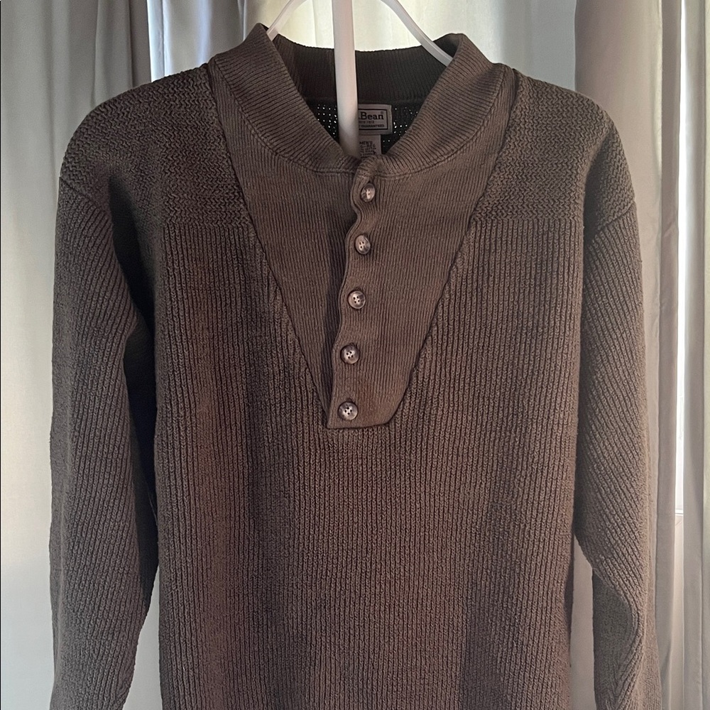 LL BEAN 0 DC36 Men's Button-Up green Crewneck Sweater
